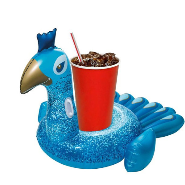 Pmu Inflatable Pool Float Drink Holder Peacock Cup Coaster Summer Pool